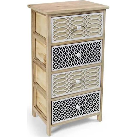Cassettiera in legno 4 cassetti 40x29x73 cm