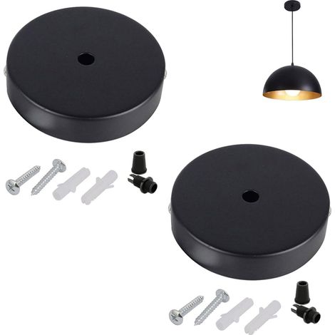 2 Pièces Rosace Plafond Noir, Métal Cache Fil, Pour Lustre Suspension, Maison Jardin