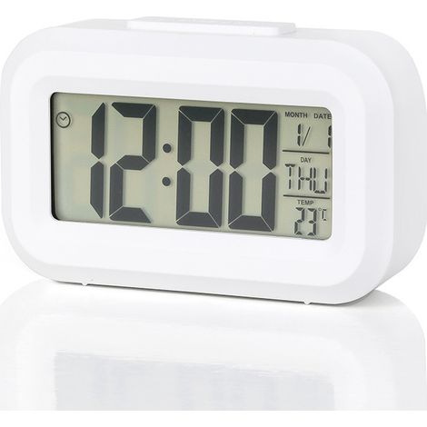 Horloge Réveil Électronique Carrée UXCELL à Écran LCD, Snooze, Affichage 12/24H, pour Chambre Bureau Voyage