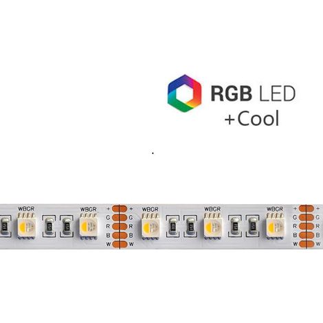Striscia led 24v 19,2w/m Smd5050 60led/m Rgb+6000k Ip20 5m Cc30096-2397