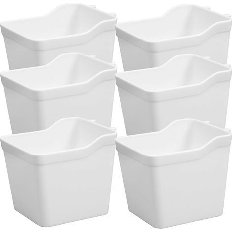 6er-Set Aufbewahrungsboxen für Lochwände, Werkbankzubehör und Garagenwerkzeuge – 11,00 x 9,00 x 8,10 cm – Weiß (1/3)