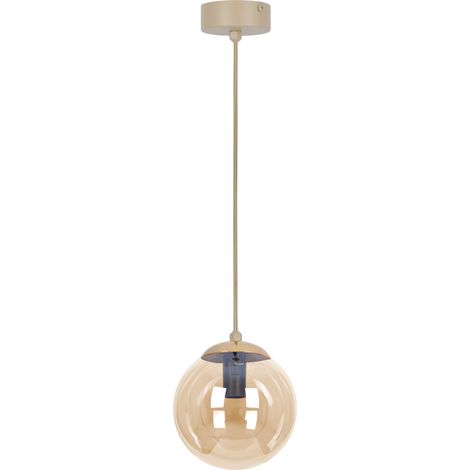 Suspension minimaliste beige boule verre ambré E14 10W (1/5)