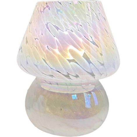 Lampe champignon en verre à motif floral coloré, lampe de table décorative de style américain, lampe de chevet USB (JG) (1/5)