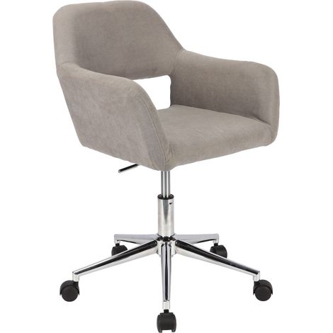 Svita – Chaise pivotante réglable en hauteur avec accoudoirs et roulettes – Tissu velours gris – Hauteur d'assise 40-50 cm – Design ergonomique