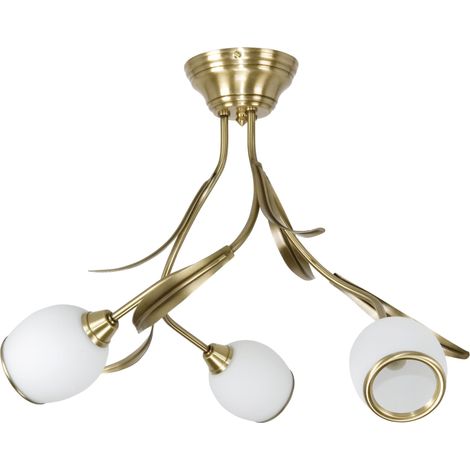 Lampada da soffitto con finitura patinata, paralume in vetro, struttura bianca, Markos bianco 152B (1/2)