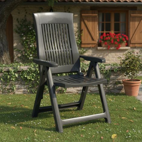 Outdoor-Stuhl Heflin, ein Stuhl, Made in Italy, mit verstellbarer Rückenlehne, multipositionierbar, Anthrazit (1/3)