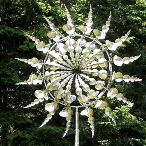 Moulin à vent métallique unique et magique, sculpture cinétique 3D actionnée par le vent, éolienne métallique solaire, éolienne de jardin solaire pour terrasse et jardin, décoration extérieure pour te (1/4)