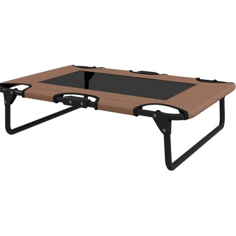 Lit surélevé pliable pour chien extérieur 75 x 51 x 18 cm café, OKMYHOME (1/5)