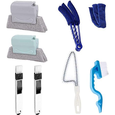 Lot de 8 brosses multifonctionnelles rainurées pour le nettoyage des volets de climatiseur et des saletés.-24X6CM