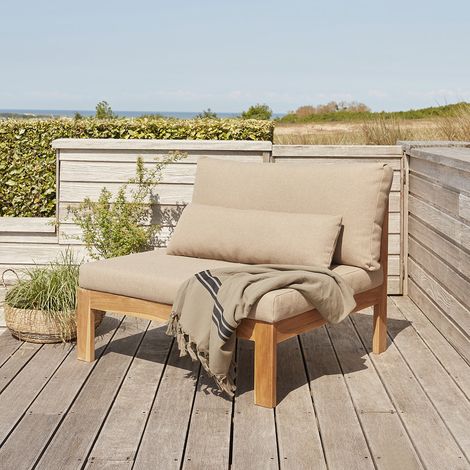 Fauteuil de jardin en teck massif taupe (1/5)