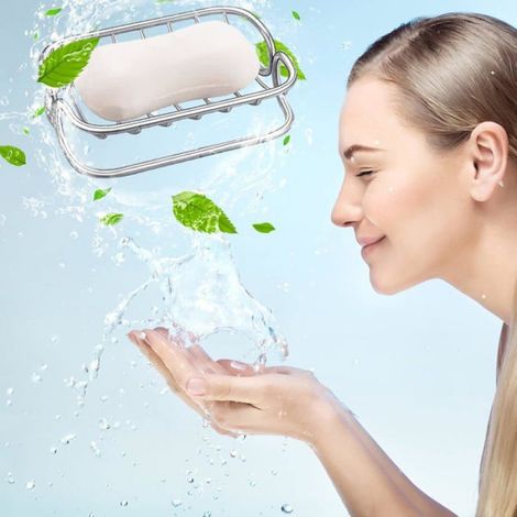 Porte-Savon - Acier Inoxydable - Auto-Egouttant Antidérapant - Pour Salle De Bain Douche Cuisine - 1 Pièce (1/5)