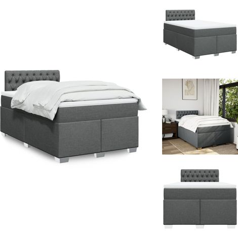Sommier à lattes de lit avec matelas gris foncé 120x190cm tissu - Sommier À Lattes De Lit - Sommiers À Lattes De Lit - Lit - Meuble De Chambre À Coucher (1/5)