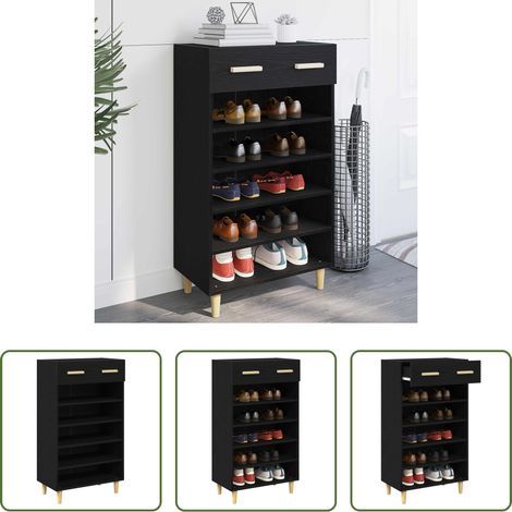 vidaXL Meuble à chaussures - Cabinet à chaussures avec tiroir Chêne noir 60 x 35 x 105 cm (1/5)