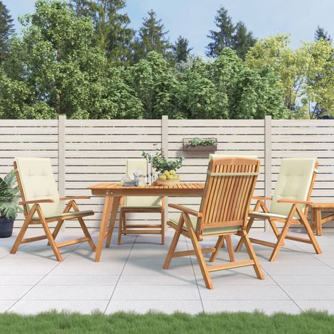 Gartenstühle mit Kissen 4 Stk. Massivholz Teak (1/5)