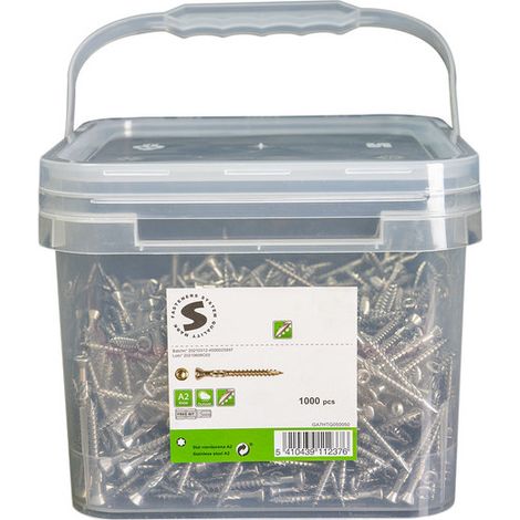 Seau de 1000 Vis terrasse 5X50 Inox A2 Tête fraisée TORX T25 Inox A2-1 pièce (1/3)