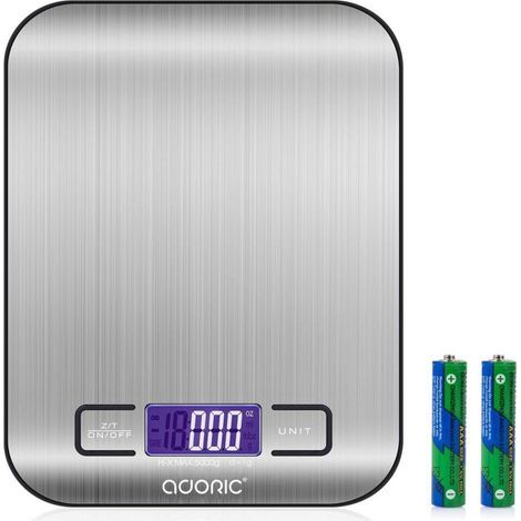 ZOLGINAH Elektronische Küchenwaage – Hochpräzise digitale Küchenwaage, Edelstahl, empfindlicher Touchscreen, hintergrundbeleuchtetes LCD-Display, automatische Abschaltung (5 kg) (1/5)