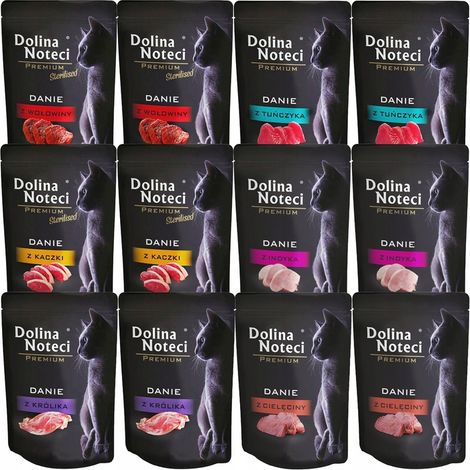 DOLINA NOTECI Premium Dani Nassfutter für Katzen, verschiedene Geschmacksrichtungen, 12 x 85 g