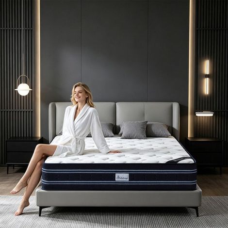 Matelas 140x200 cm Mémoire de Forme Premium, Ép 28 cm, Hybride Mousse & Ressorts Ensachés, Fermeté Moyenne, 8 Zones Ergonomique (1/5)