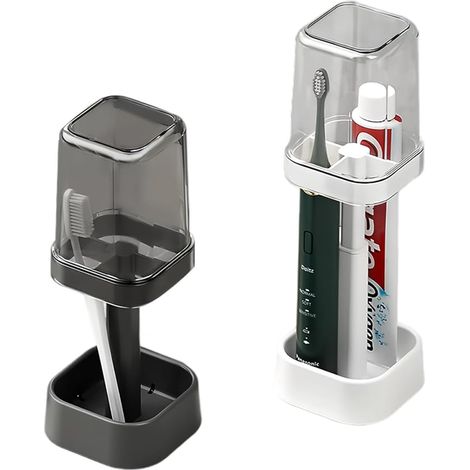 Multifunctional Toothbrush Holder with Tumbler - Toothbrush Holder and Storage for Bathroom - Toothbrush Cup Holder Mouthwash Cups (1/5)