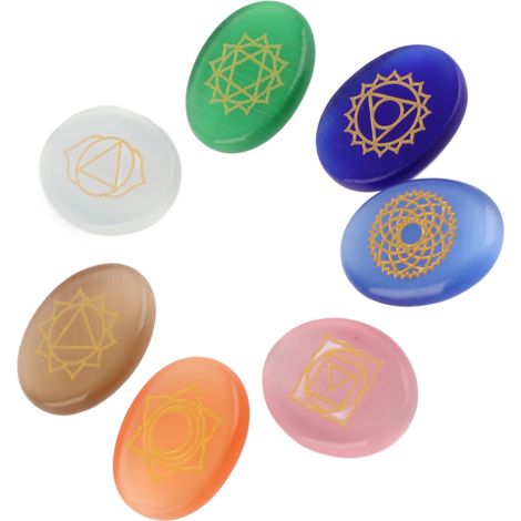 7 Cristaux de Chakra pour Méditation et Équilibre Énergétique - Ensemble de 7 Pierres Gravées (1/5)