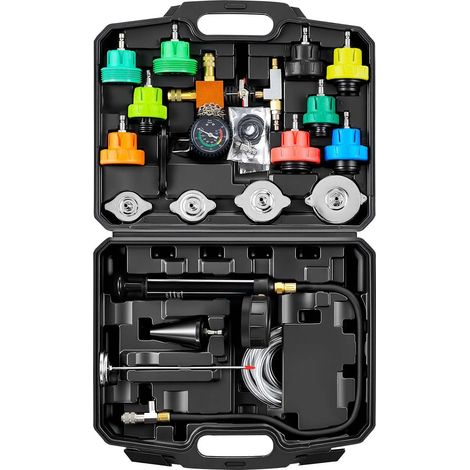 Kit de Test de Pression de Liquide de Refroidissement, 28 Pièces avec 4 Adaptateurs, Usage Universel, Testeur de Système de Refroidissement Auto avec Pompe et Purgeur en Alliage d'Aluminium (1/5)