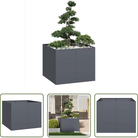 Bac à fleurs -  Jardinière anthracite 100x100x80 cm acier (1/5)