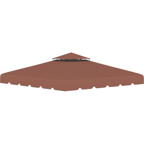 Toiture de rechange pour gazebo 3x3 m, double toit et 8 trous de drainage, couleur café (1/5)