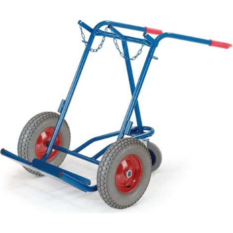 Rollcart Stahlflaschenkarre mit Stützrad 200kg Traglast für 2 Flaschen a 40-50 Liter Luftbereifung (1/2)