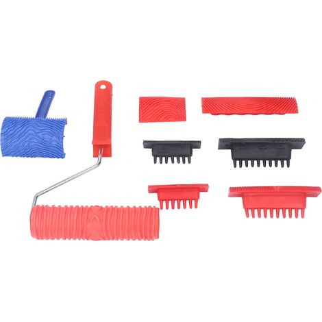 Rouleau à grain bois avec manche, outil caoutchouc pour peinture effet bois, kit DIY texture décorative (1/5)