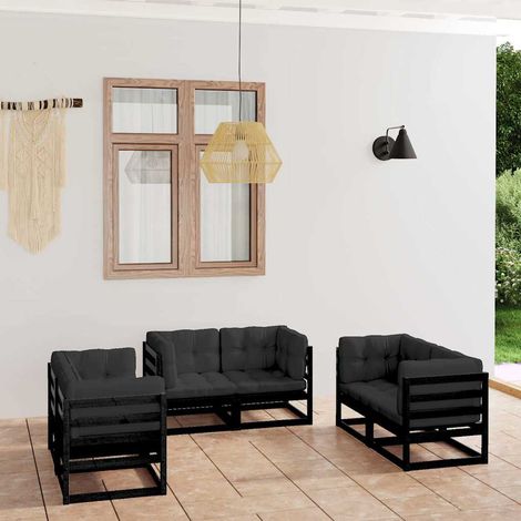 vidaXL Juego de muebles de jardín 6 pzas y cojines madera pino maciza (1/5)