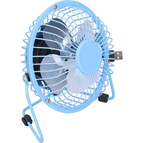 Mini ventilateur USB portable silencieux à pales en aluminium, pour la maison, le bureau ou la table, en fer forgé, bleu (1/5)