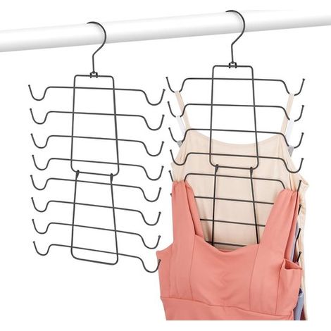 Lot de cintres gain de place – Acier inoxydable – Noirs – Soutiens-gorge et débardeurs – Organisation de placard (1/5)