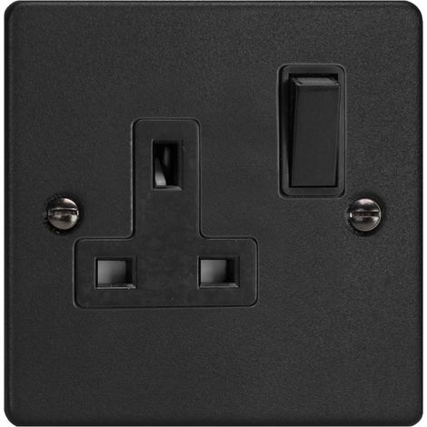 Varilight 1-Gang 13A Double Pole Switched Socket Matt Black