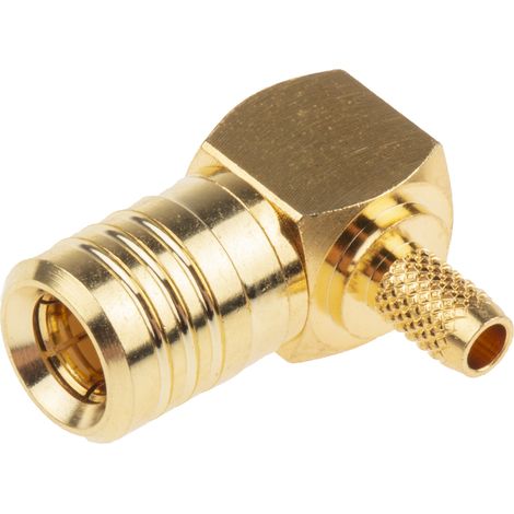 Connecteur coaxial RS PRO Mâle à angle droit, raccordement A sertir 50O Montage sur câble ( Prix pour 1 ) (1/3)