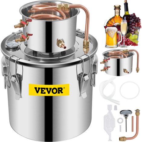 VEVOR Destilador de Agua, 21 L con Termómetro Conveniente Destilación Filtro Portátil Purificador Destilador de Agua, 4,7 kg Acero Inoxidable Destilador de Agua Máquina para el Agua Destilada Casera (1/5)