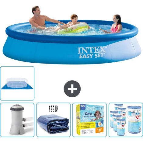 Intex runder aufblasbarer Easy Set-Schwimmpool – 366 x 76 cm – Blau – Inklusive Zubehör CB22 (1/5)