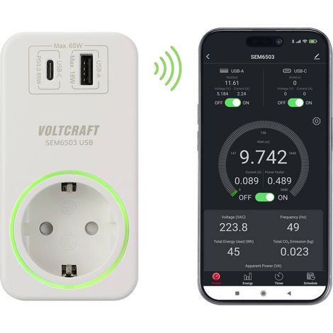 [GEBRAUCHT] B-Ware Voltcraft Energiekostenmessgerät Messgerät Usb Ladeleistung Wlan Funksteckd568 (1/2)