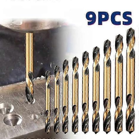 9-teiliges Set Doppelkopfbohrer, doppelseitig, aus ultrahartem Edelstahl, für Stahlplatten und Tischlerarbeiten – JXLGV (1/5)