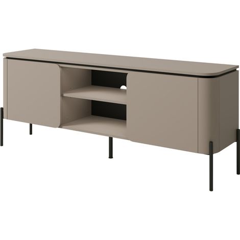 Mobile TV BELLA 2 porte – Finitura Congo opaco – Design arrotondato e piedi in metallo nero