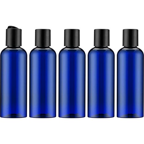 100ml Bouteille de Flacon Voyage Vide, Anti-Fuite Contenant, Rechargeable Avec Etiquette Pour Shampoing, Lotion, Cosmétiques(5pcs,Bleu) (1/5)