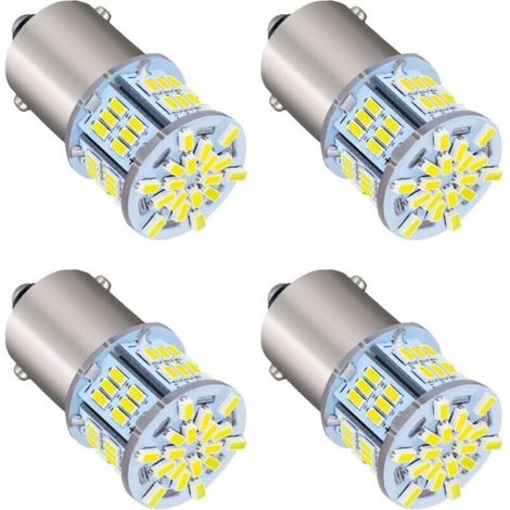 Bombillas LED para coche, 4 unidades, 1156, blancas, de alta luminosidad, 12 V, bombillas LED para intermitentes y luces de marcha atrás del coche.