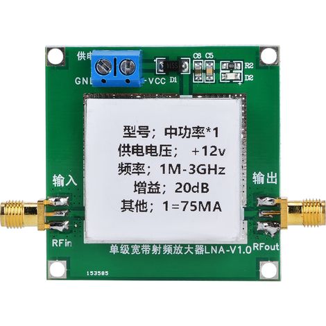 Amplificateur Rf - 1 À 3000 Mhz - Gain 20 Db - Alimentation 12 V Cc - Boîtier Métallique - Pour Systèmes De Réception Radiofréquence - Unité (1/5)