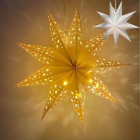 Étoile de Noël 3D Lumineuse - Étoile en Papier Pliable de 45 cm - Rose de Noël Suspendue avec Guirlande Guirlande Lumineuse - Éclairage D'ambiance (1/5)