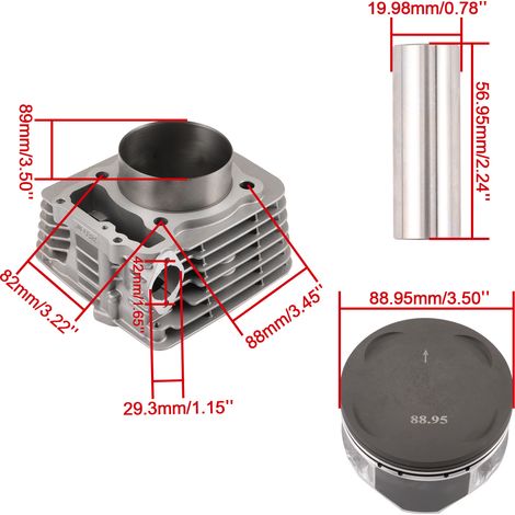 Kit cylindre GOOFIT pour moteur de motocross Honda TRX400, pistons 89 mm (1/4)
