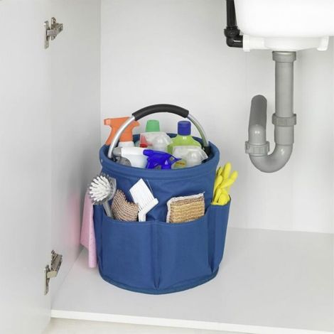Panier De Rangement - Polyester - 6 Poches Extérieures - Poignées Aluminium Rembourrées - Pliable - 4 Cm Hauteur - Usage Jardin Atelier Voiture - 1 Pièce (1/5)