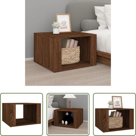 Holz Nachttisch - Nachttisch Braun Eichen-Optik 57x55x36 cm Holzwerkstoff (1/5)