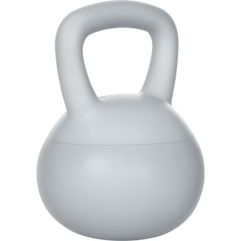 Kettlebell 4kg in PVC e Sabbia Metallica per Allenamento Spalle e Bicipiti, 19x19x26 cm, Grigio