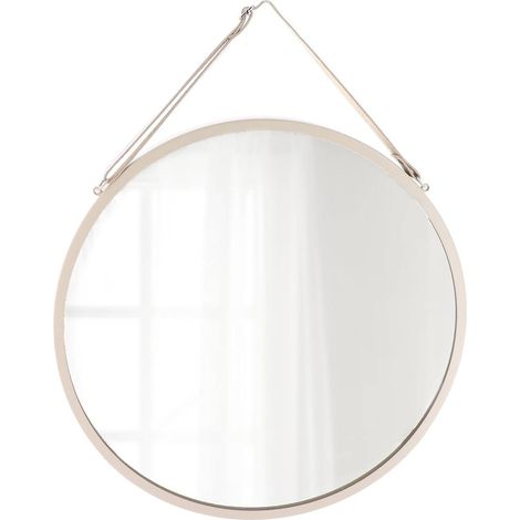 Specchio sospeso in metallo di 38 cm di diametro - beige - Tendance