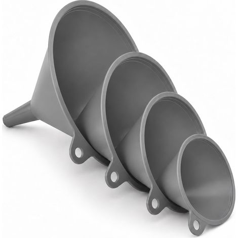 Entonnoirs pour Remplir Bouteilles, Entonnoir Cuisine, Set de 4, Plastique, 4 Tailles, remplissage pour liquides et ingrédients secs, pour Cuisiner, Laboratoire et Huile de Voiture, Orange (1/5)