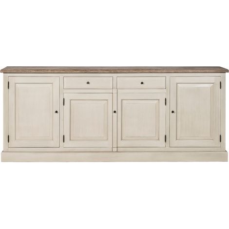 Buffet bas en bois 4 portes 2 tiroirs campagne chic - VILLAS (1/5)